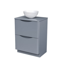 Merton Grey 600mm Bathroom Freestanding Vanity Unit Round Ceramic Countertop - thumbnail 5