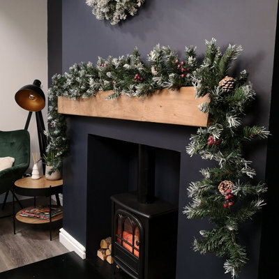 Samuel Alexander 2.7M Green Mixed Needle Christmas Garland With Pine Cones And Red Berries - image 1