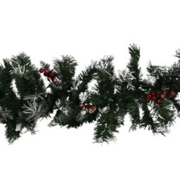 Samuel Alexander 2.7M Green Mixed Needle Christmas Garland With Pine Cones And Red Berries - thumbnail 8