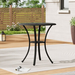 Living And Home Black Round 60Cm Dia Cast Aluminum Patio Outdoor Garden Dining Table With Parasol Hole - thumbnail 2