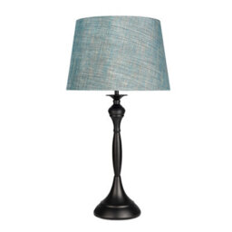 Lighting Supermarket Messini Large Black Elegant Candlestick Table Lamp With Blue Gold Shade - thumbnail 1