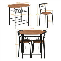 Mof 3 Piece Dining Room Set, Modern Dining Table And Chairs Set Of 2  Metal Legs And Shelf - thumbnail 2
