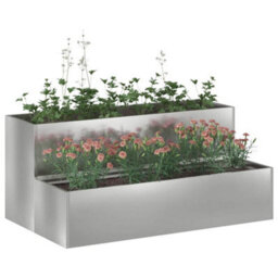 Berkfield Modern Garden Planter Silver 100 X 60 X 45 Cm Galvanised Steel - thumbnail 3