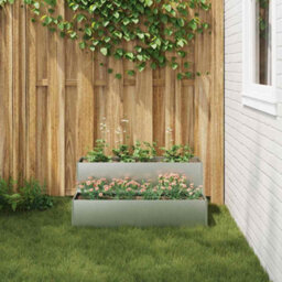 Berkfield Modern Garden Planter Silver 100 X 60 X 45 Cm Galvanised Steel - thumbnail 4