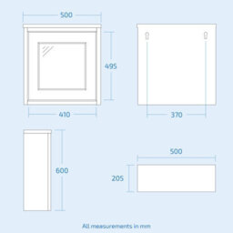 Nes Home Chiltern Traditional 500mm Mirror Cabinet Stone Grey - thumbnail 4