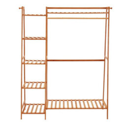Bamboo Hanging Display Stands Wooden Garment Rack Large Clothes Rail Wardrobe
