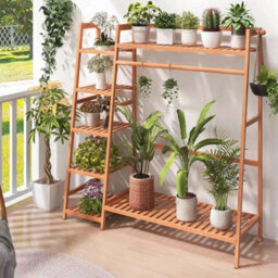Bamboo Hanging Display Stands Wooden Garment Rack Large Clothes Rail Wardrobe - thumbnail 6