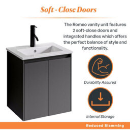 Plum&clay Romeo Matt Grey Wall Hung Vanity Unit & Basin Set (W)500mm - thumbnail 3