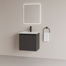 Plum&clay Romeo Matt Grey Wall Hung Vanity Unit & Basin Set (W)500mm - thumbnail 1