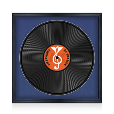 "16X16"" Black Classic Vinyl Record Frame With Blue Mount For 12 Inch Lp Disc - Ak Frames" - image 1