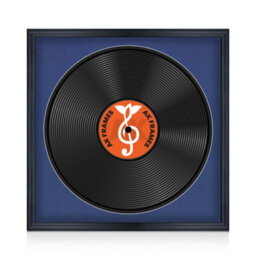 "16X16"" Black Classic Vinyl Record Frame With Blue Mount For 12 Inch Lp Disc - Ak Frames" - thumbnail 1