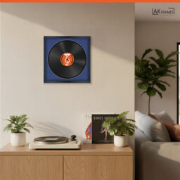 "16X16"" Black Classic Vinyl Record Frame With Blue Mount For 12 Inch Lp Disc - Ak Frames" - thumbnail 5