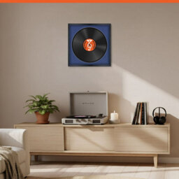 "16X16"" Black Classic Vinyl Record Frame With Blue Mount For 12 Inch Lp Disc - Ak Frames" - thumbnail 8