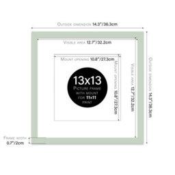 "13X13"" Mint Green Picture Frame - 13X13"" Square Frame With 11X11"" Mount For 13X13""/11X11"" Pictures Moderrn Style Thin Edge, 1 Pack" - thumbnail 2