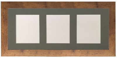 Frames By Post Metro Vintage Wood Frame With Dark Grey Mount For 3 Image Sizes 7 X 5 Inch - image 1