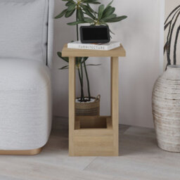 Decortie Tasos Modern Slim Side End Coffee Table 30Cm Particle Board Legs Oak Living Room H 50.5Cm - thumbnail 3