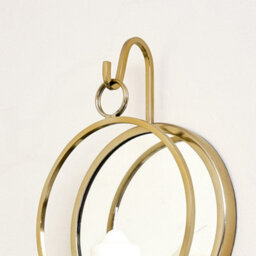 Melody Maison Round Gold Mirrored Wall Candle Sconce - thumbnail 4