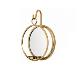 Melody Maison Round Gold Mirrored Wall Candle Sconce - thumbnail 6