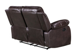 Manual Recliner Sofa In Brown Faux Leather 2 Seater Sofa - thumbnail 6