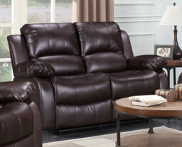 Manual Recliner Sofa In Brown Faux Leather 2 Seater Sofa - thumbnail 2