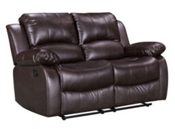 Manual Recliner Sofa In Brown Faux Leather 2 Seater Sofa - thumbnail 4