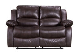 Manual Recliner Sofa In Brown Faux Leather 2 Seater Sofa - thumbnail 3