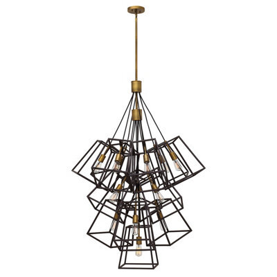 Luminosa Lighting Elstead Fulton 13 Light Large Cluster Drop Chandelier Pendant, Bronze - image 1