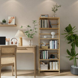 6 Tier Bookcase Storage Shelves Adjustable Tall Book Rack Plant Shelving Unit - thumbnail 4