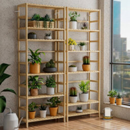 6 Tier Bookcase Storage Shelves Adjustable Tall Book Rack Plant Shelving Unit - thumbnail 5