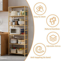 6 Tier Bookcase Storage Shelves Adjustable Tall Book Rack Plant Shelving Unit - thumbnail 6