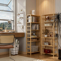 6 Tier Bookcase Storage Shelves Adjustable Tall Book Rack Plant Shelving Unit - thumbnail 3