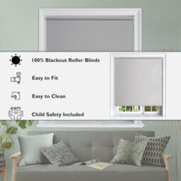 Lister Cartwright Blackout Plain Roller Blinds Windows Blind Child Safety Included (Grey, 180 Cm Width X 160 Cm Drop) - thumbnail 7