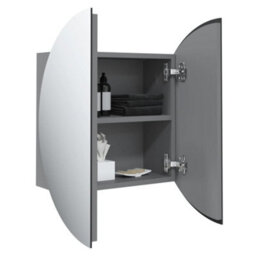 Berkfield Bathroom Cabinet With Round Mirror&led Grey 47X47X17.5 Cm - thumbnail 5
