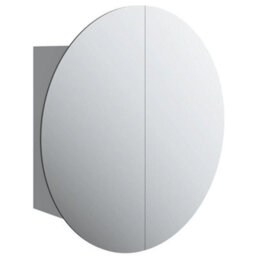 Berkfield Bathroom Cabinet With Round Mirror&led Grey 47X47X17.5 Cm - thumbnail 2