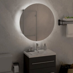 Berkfield Bathroom Cabinet With Round Mirror&led Grey 47X47X17.5 Cm - thumbnail 3