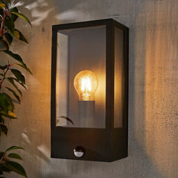 Zinc Thora Fixed Matt Black Led Pir Motion Sensor Outdoor Box Wall Light 10W - thumbnail 1