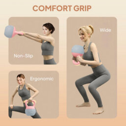 (6Kg, Pink And Grey) Sportnow Soft Home Gym Kettlebell With Non-Slip Handle - thumbnail 5