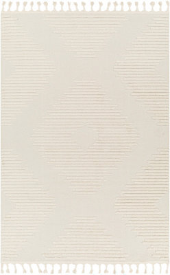 Livabliss Nora-Global Grey Ivory High Pile Fringe Living Dining Bedroom Rug 200 X 275 Cm Easy Care, Non Shedding - image 1