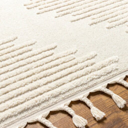 Livabliss Nora-Global Grey Ivory High Pile Fringe Living Dining Bedroom Rug 200 X 275 Cm Easy Care, Non Shedding - thumbnail 3