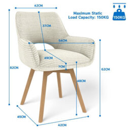Longtoo Set Of 6 Swivel Dining Chairs , Swivel Upholstered Chairs With Armrests And Wooden Legs, Beige - thumbnail 2