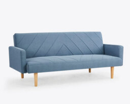 Home Detail Ryan 3 Seater Fabric Chevron Design Wooden Leg Frame Clic-Clac Sofabed, Blue - thumbnail 2