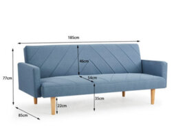 Home Detail Ryan 3 Seater Fabric Chevron Design Wooden Leg Frame Clic-Clac Sofabed, Blue - thumbnail 3