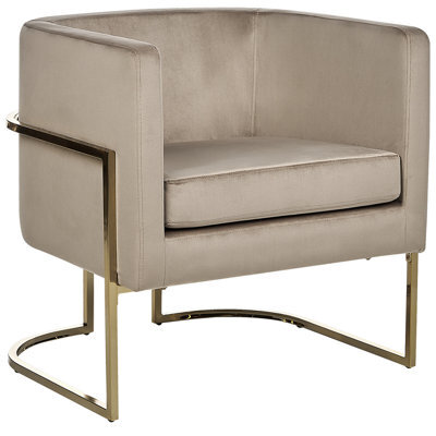 Beliani  Armchair Sirkka Velvet Taupe - image 1