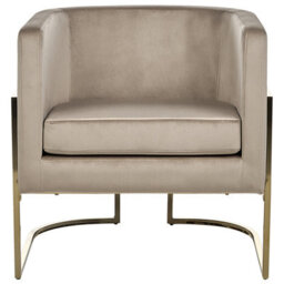 Beliani  Armchair Sirkka Velvet Taupe - thumbnail 4
