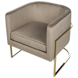 Beliani  Armchair Sirkka Velvet Taupe - thumbnail 6