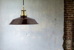 Burgundy Red Small Trinity Metal Painted Dome Pendant Light With Antique Brass Lamp Holder And Black Twisted Cable - Se Home - thumbnail 3