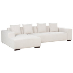 Beliani Corner Sofa 4 Seater Lungo Corduroy Off-White Right Hand - thumbnail 5