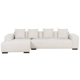 Beliani Corner Sofa 4 Seater Lungo Corduroy Off-White Right Hand - thumbnail 4