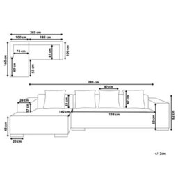 Beliani Corner Sofa 4 Seater Lungo Corduroy Off-White Right Hand - thumbnail 3