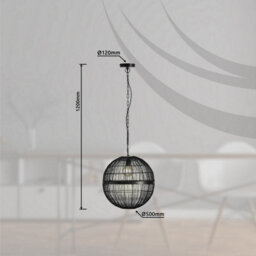 Luminosa Lighting Luminosa Hermi Ii 50Cm Spherical Pendant Ceiling Light Matt Black 1X E27 - thumbnail 3